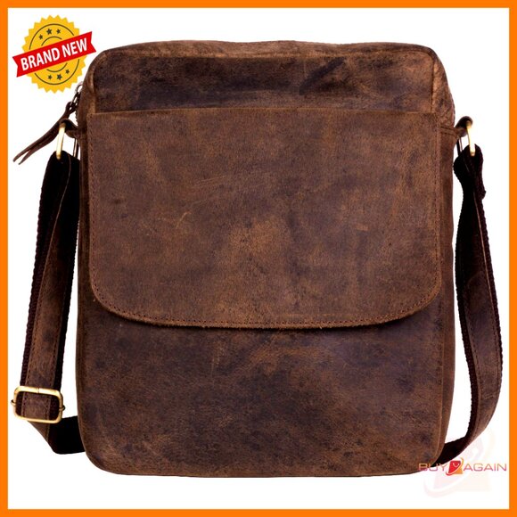 Leather Crossbody Messenger Bag for Tablets 11 Inch Adjustable Strap